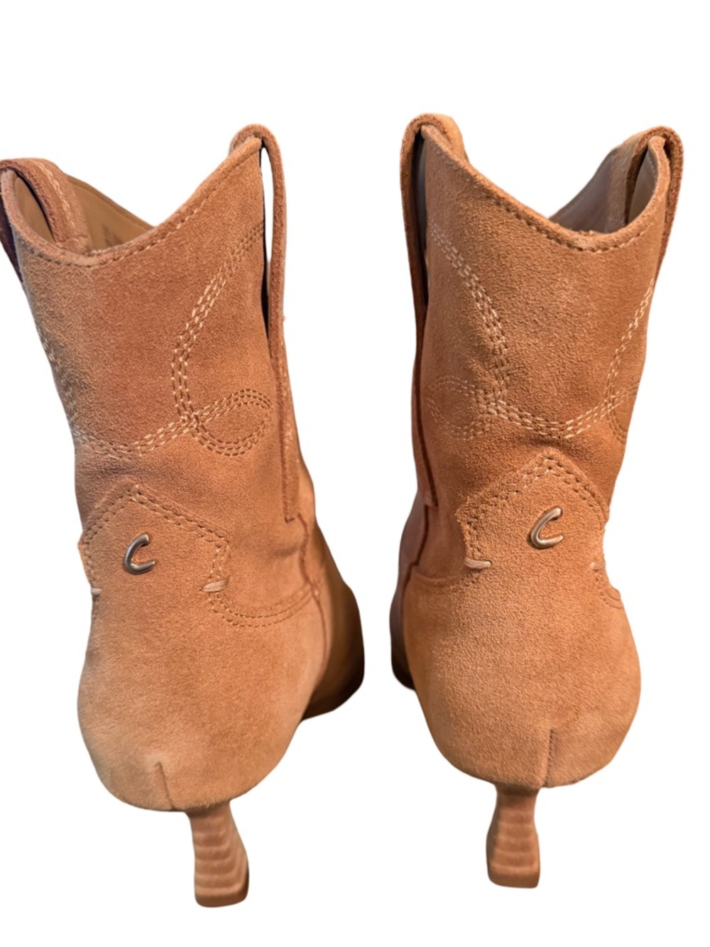 Sam Edelman NWT Sz 6 Tan Suede Pointed-Toe Kitten Heel Western Ankle Boots SH340 - Picture 7 of 11